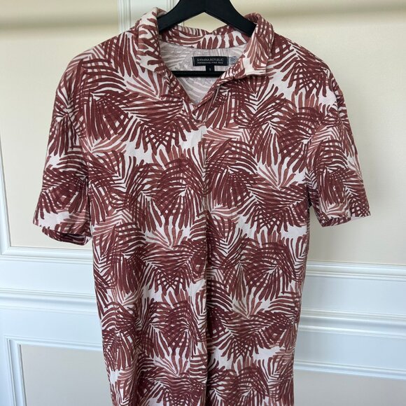 Banana Republic Other - Banana Republic Men's Red Floral Hawaiian Short Sleeve Performance Polo Small